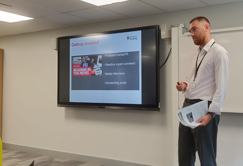 Ollie Sirrell presenting during session 5 of Engaging with decision makers training